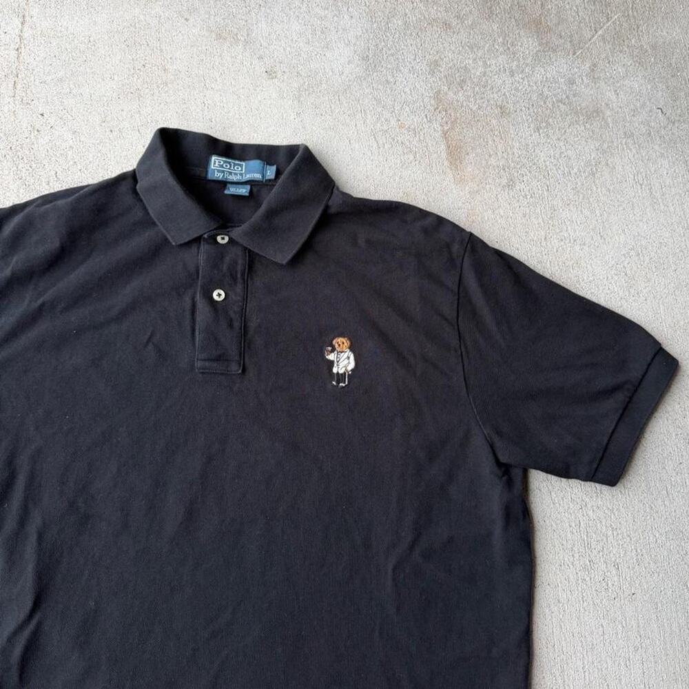 Polo ralph lauren polo bear black embroidered shirt large